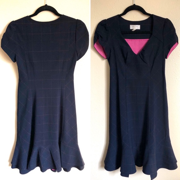 Sz 2 Moulinette Soeurs Navy Pinstripe Dress - Picture 2 of 5